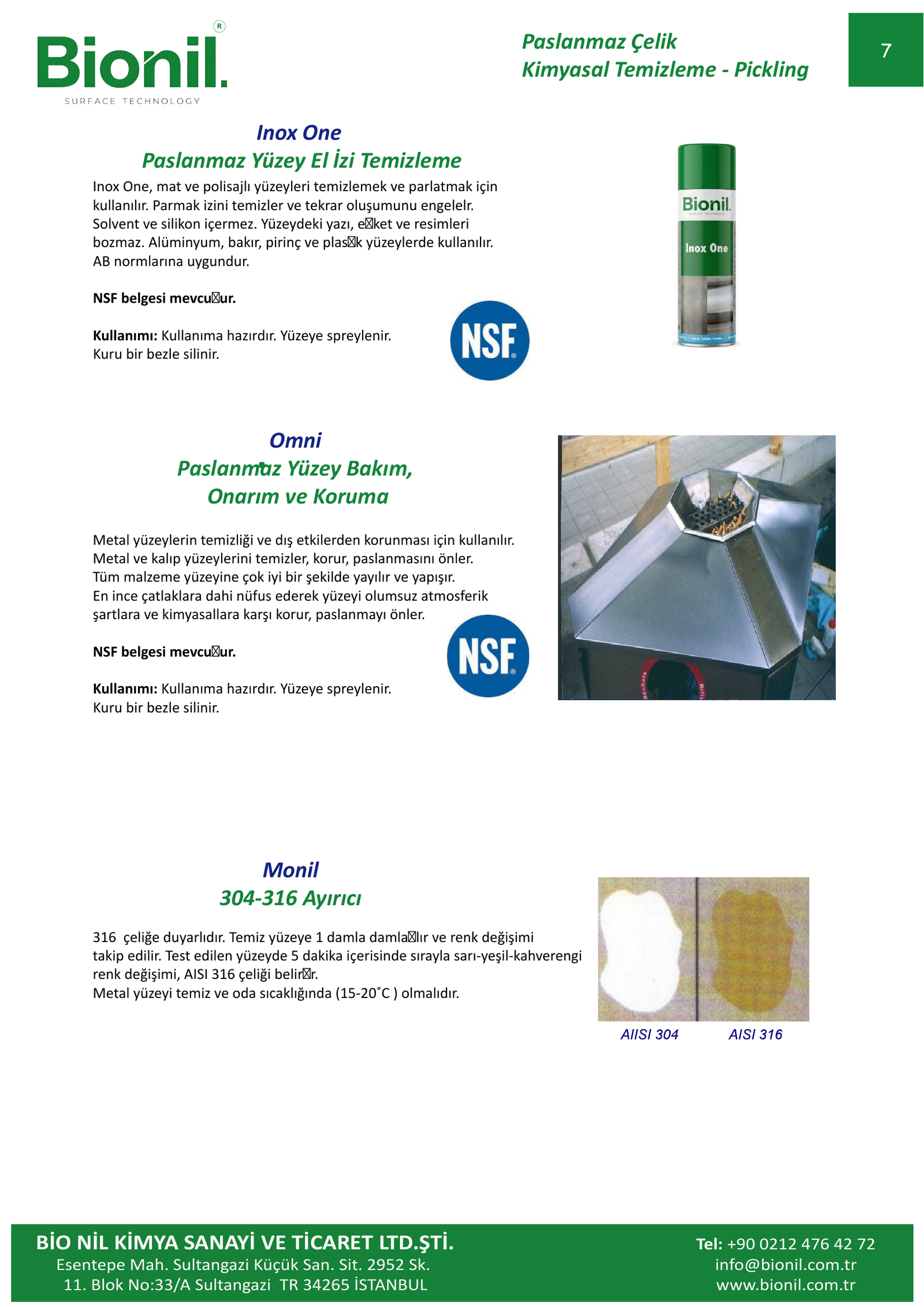 Inox One, Omni and Monil product page